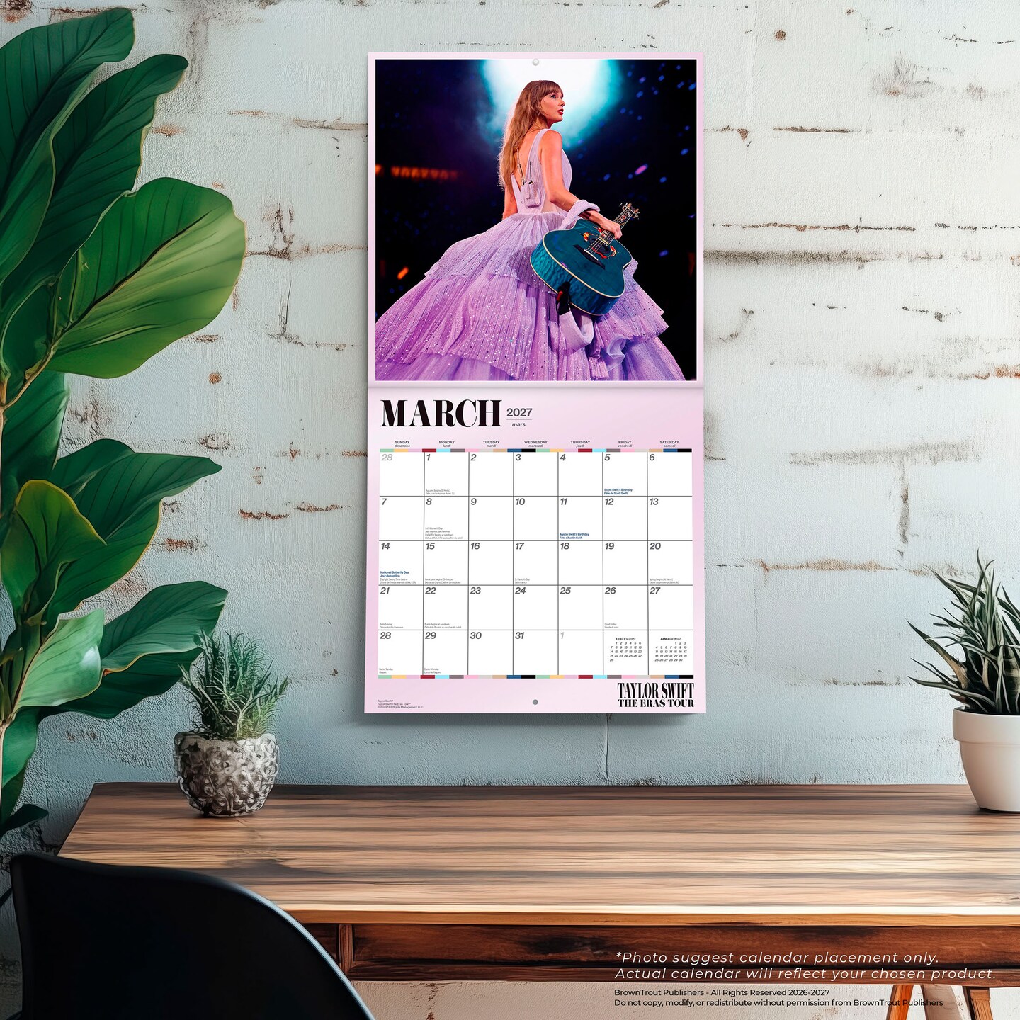 BrownTrout Canada; Taylor Swift OFFICIAL | 2027 12 x 24 Inch (Hanging) Monthly Square Wall Calendar | English/French Bilingual; Category:Wall Calendars; Image:6