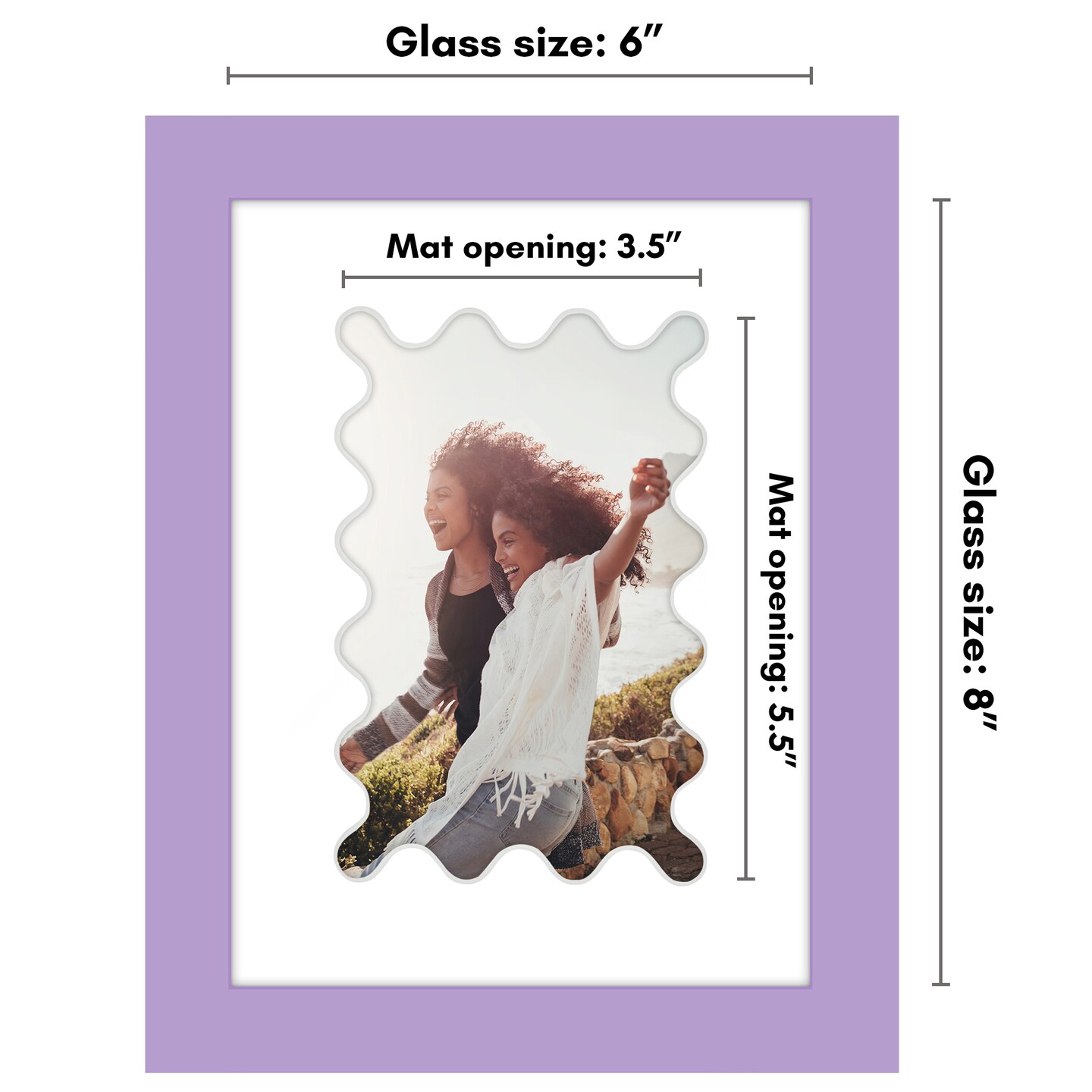 Americanflat Picture Frame with Wavy Mat - Ideal for Any Room, Living Rooms, Dorm Room