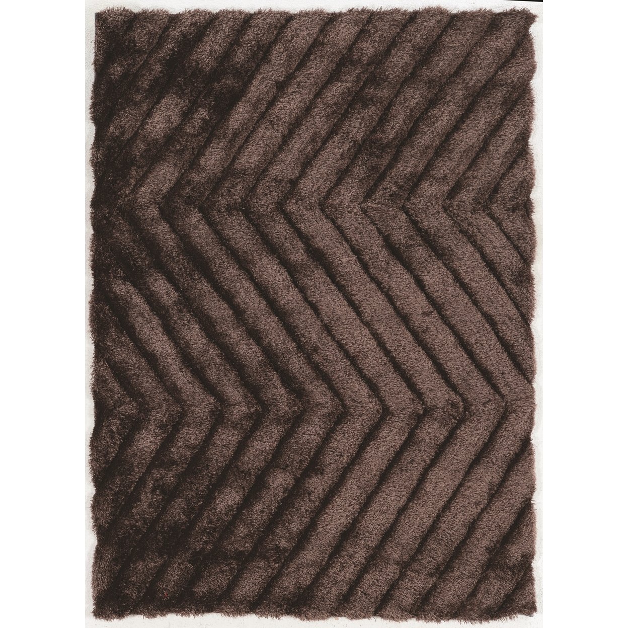 Links Zigzag Chocolate 8X10 Plush Shag Area Rug Geometric Design Soft Pile