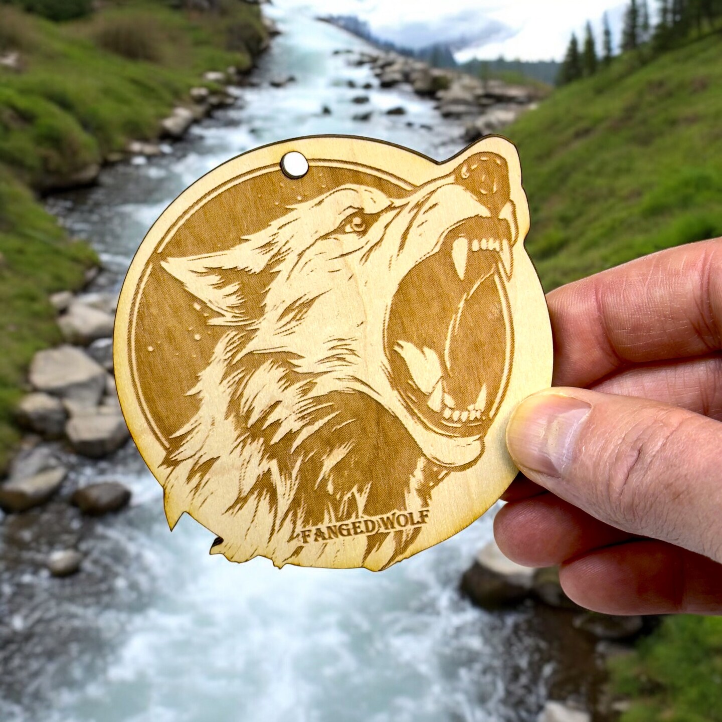 Ornament - Fanged Wolf Raw Wood Ornament - Fanged Wolf Raw Wood