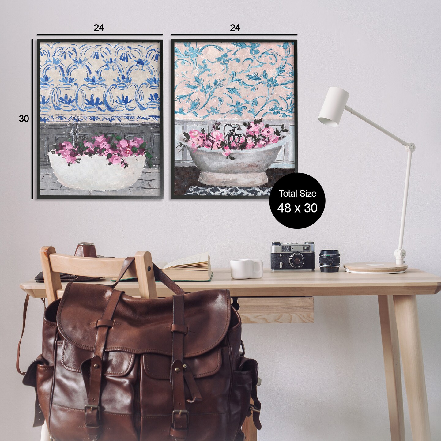 Stupell Industries Flowers In Bath Tub Interior Design Framed Giclee Art