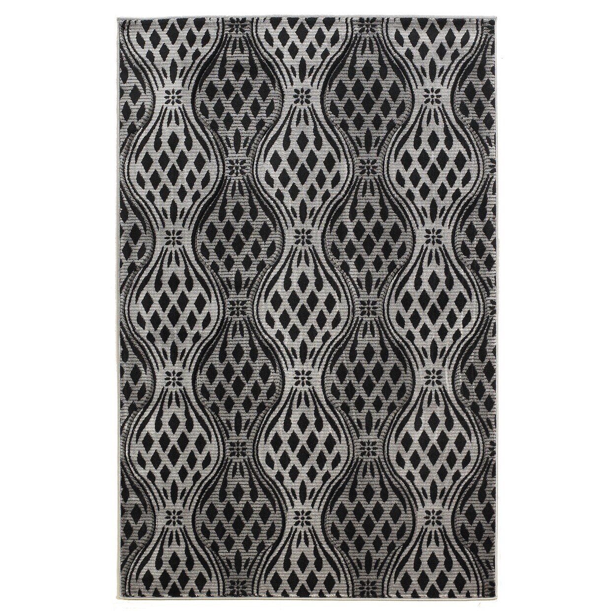 Milan Mylon Rug 8X10 Black Grey Abstract Pattern 100% Polypropylene Turkey