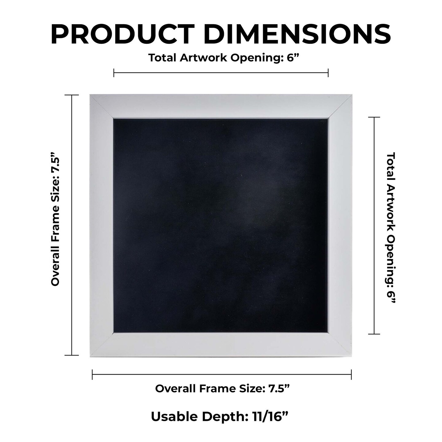 Classic White Wood Shadown Box Frame with Acrylic Front - Black Suede Backing, 30 Sizes