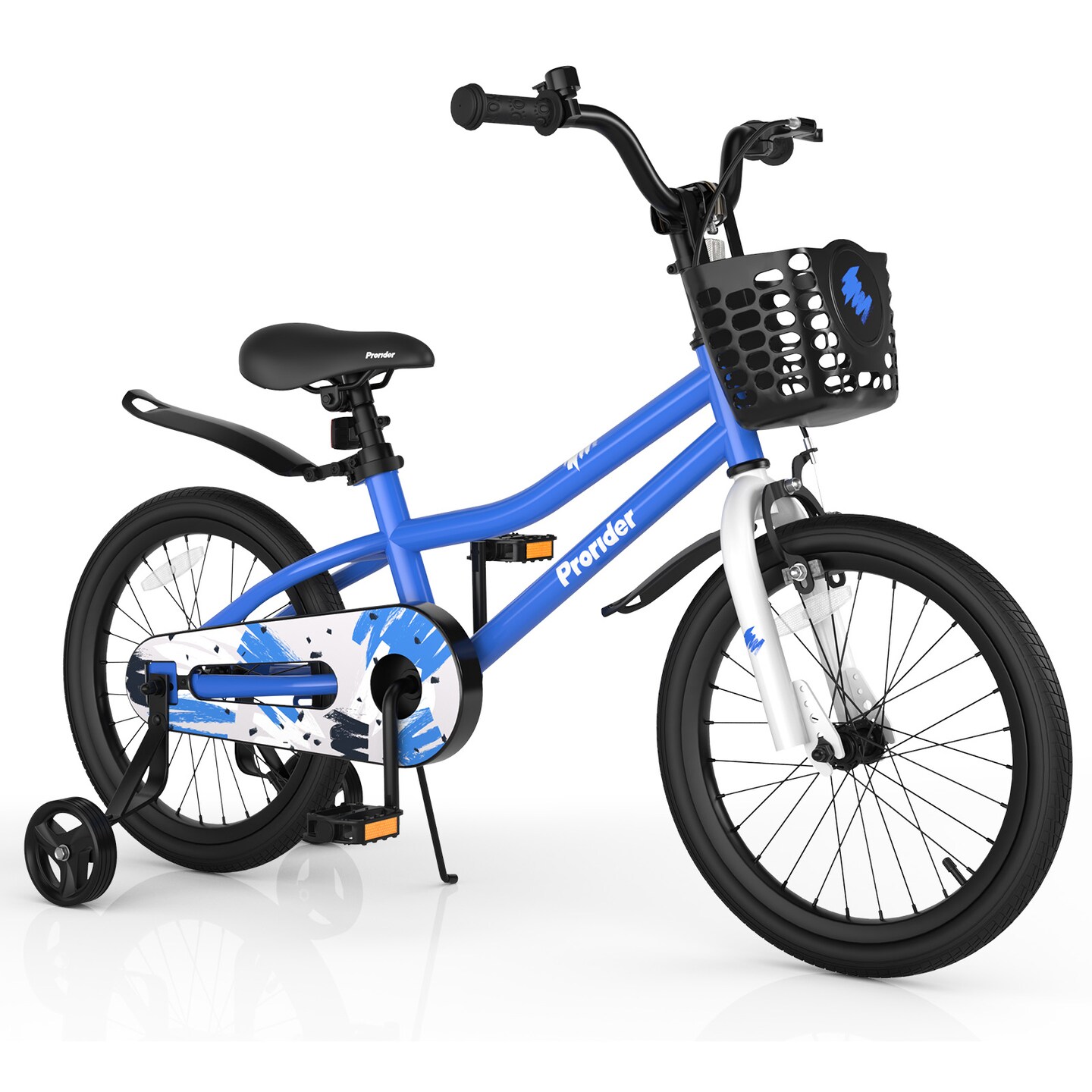 Prorider 18'' Kid's Bike with Removable Training Wheels & Basket for 4-8 Years Old  White/Blue/Red/Skyblue