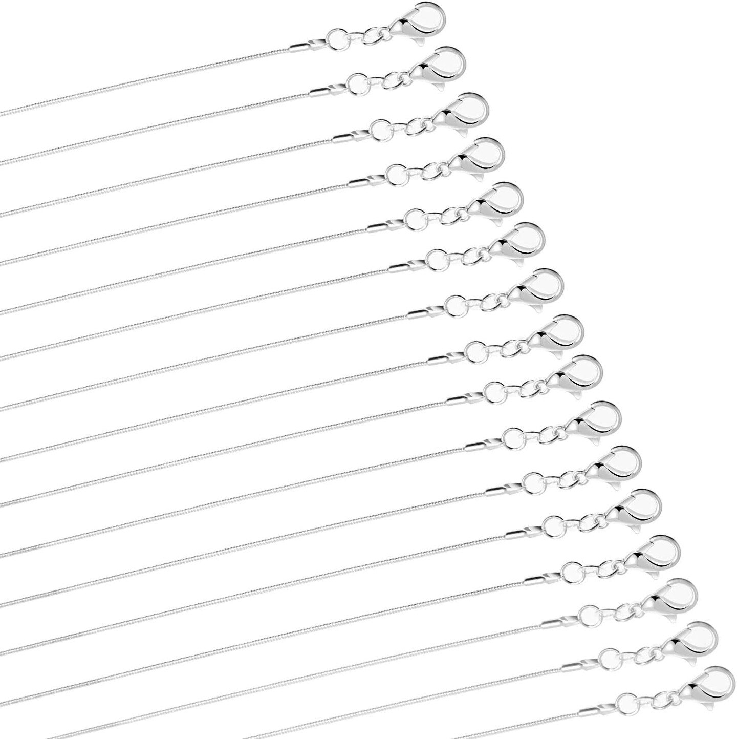 30 Pack Necklace Chain Silver Plated Necklace Snake Chains Bulk for Jewelry  Making, Mm (18 Inches)