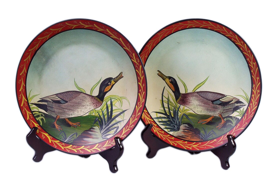 Pair of 10 Inch Diameter Ceramic Duck Decorative Plates