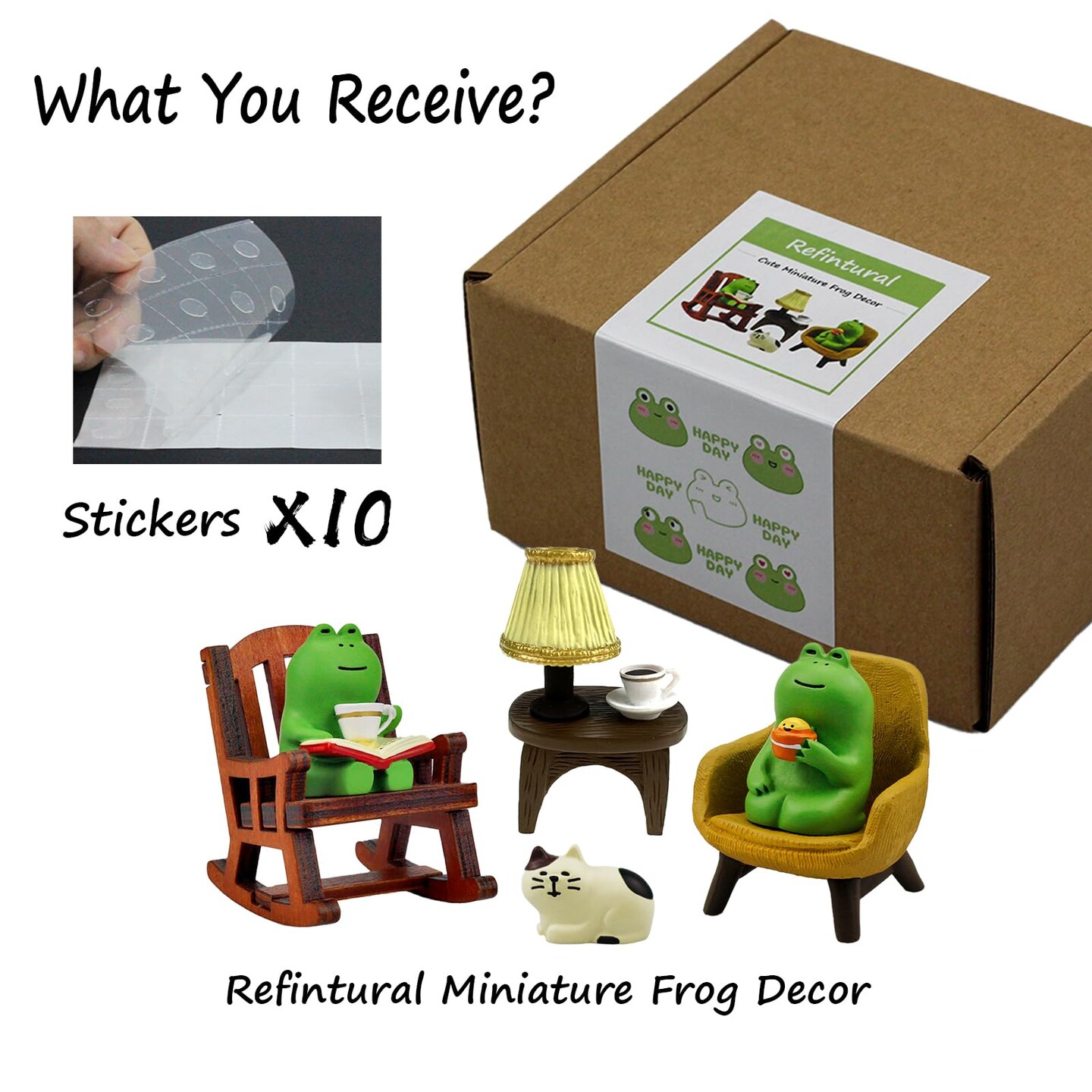 Miniature Frog Figurines Statue, Adorable Frog Collectibles for Desk and Bedroom Decor, Cute Frog Perfect Indoor Home Decorations and Gifts