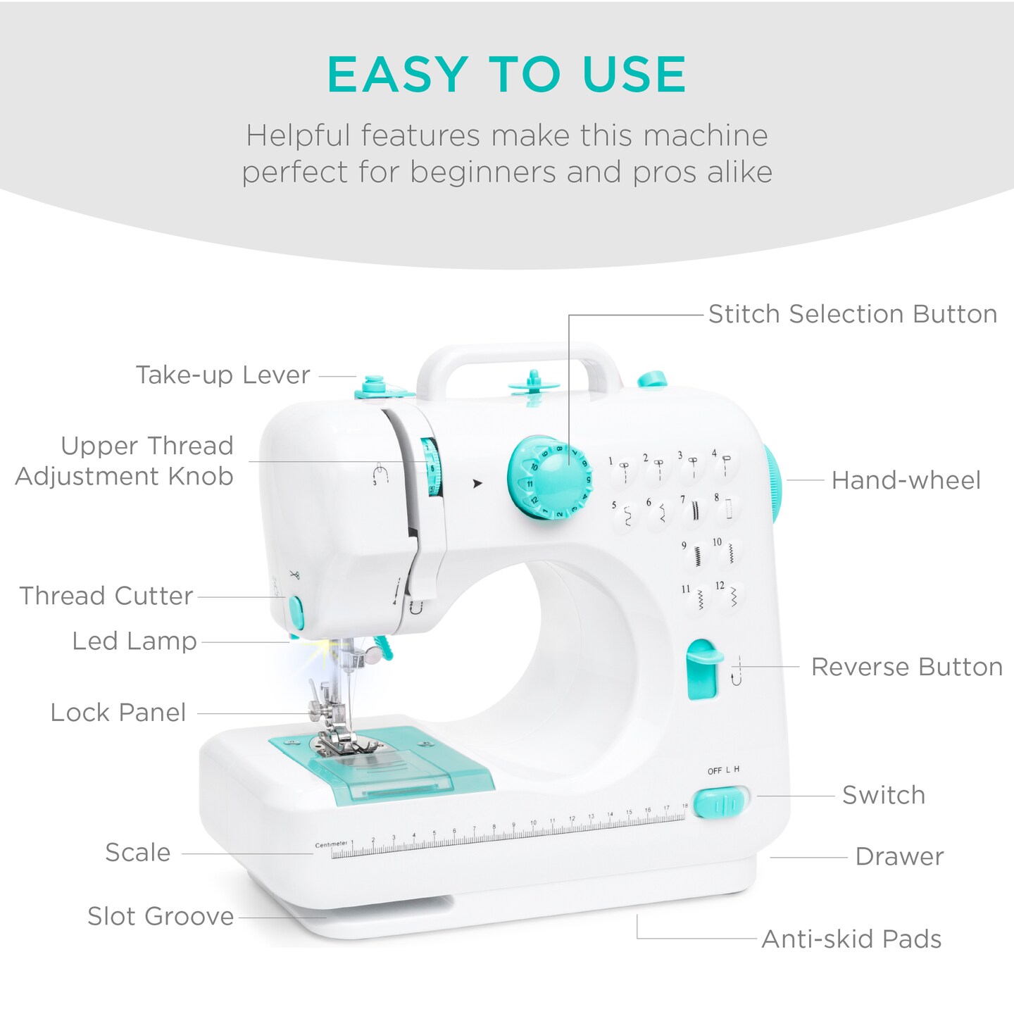 Best Choice Products 6V Portable Sewing Machine, 42-Piece Beginners Kit w/ 12 Stitch Patterns