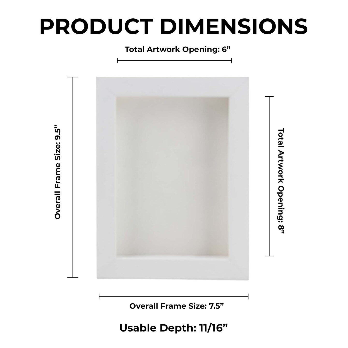 Classic White Wood Shadown Box Frame with Acrylic Front - White Suede Backing, 30 Sizes