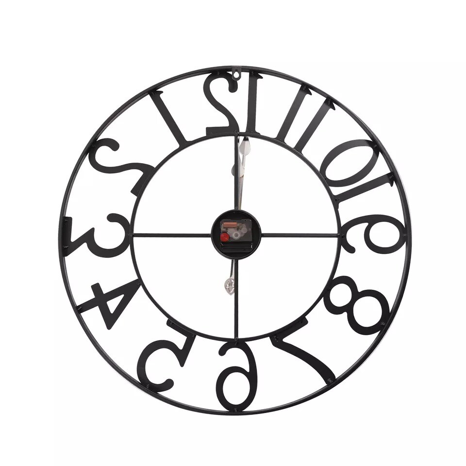 24'' Large Vintage Wall Clock Battery Powered Non-Ticking Indoor Outdoor 60cm