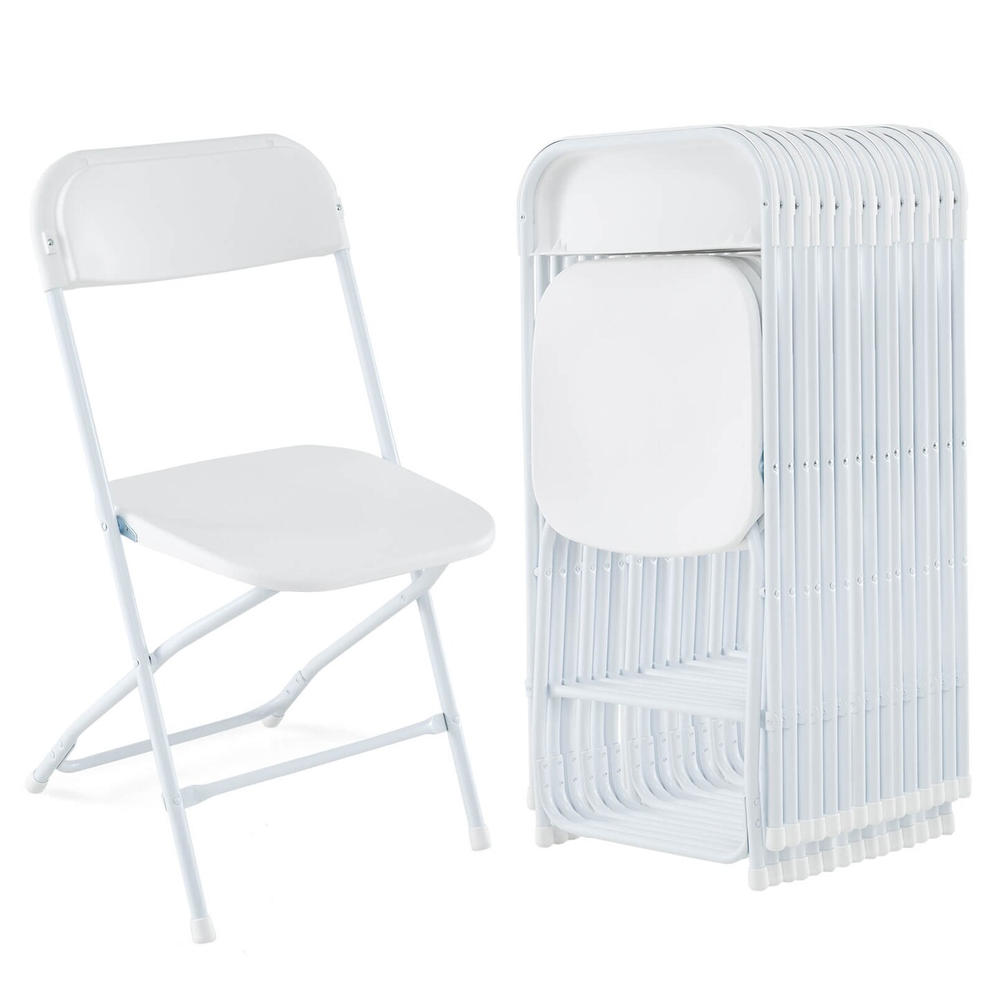 Costway 4/8/12/16/20 Pack Metal Folding Chairs with Plastic Seat & Back Heavy-Duty Metal Frame