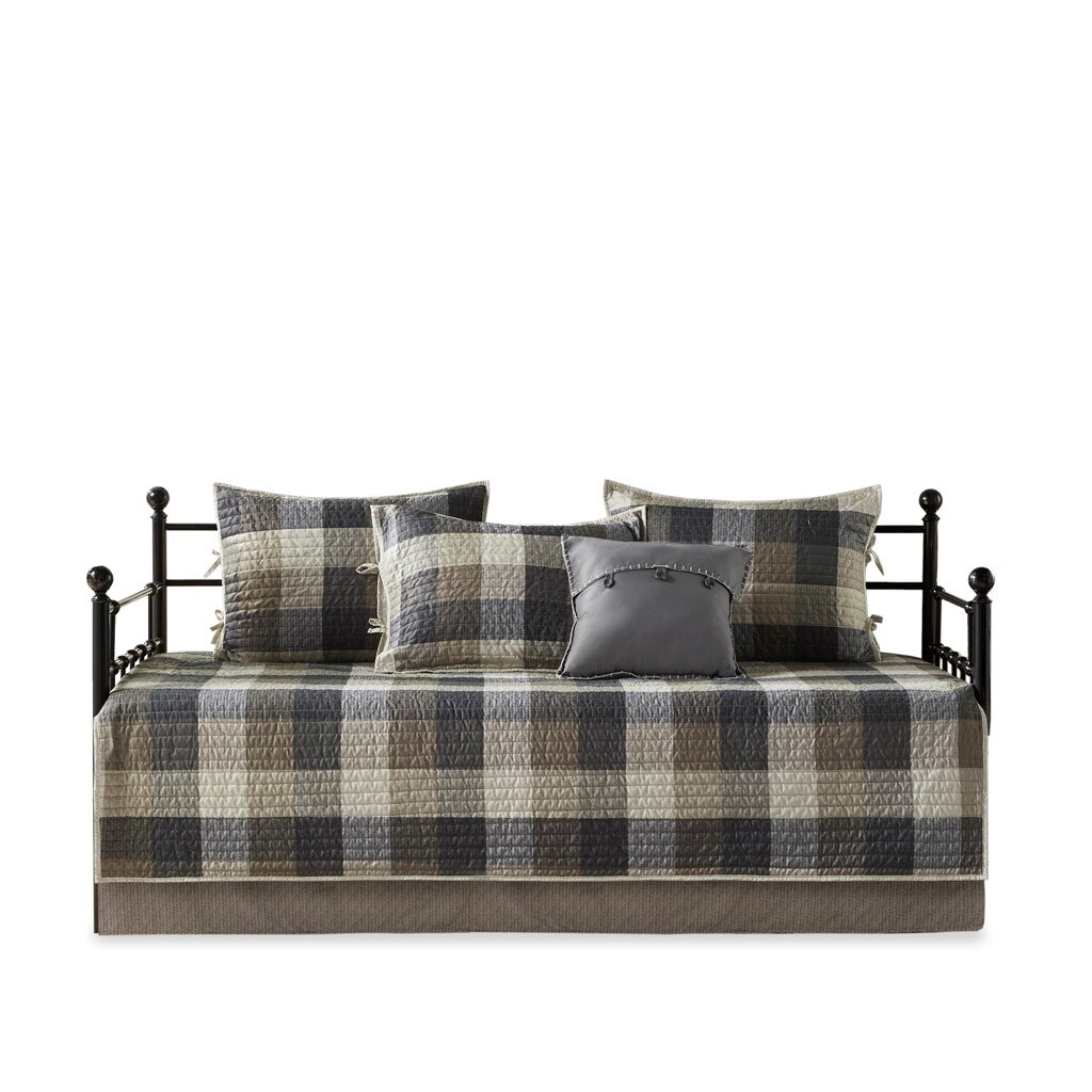 Gracie Mills Donner 6 Piece Reversible Daybed Cover Set Twin Plaid Grace-12668
