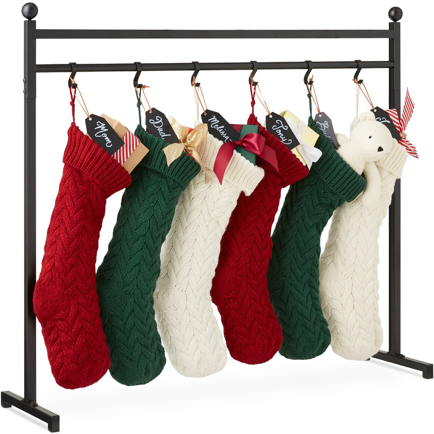 Best Choice Products 3ft Christmas Stocking Stand, Hanging Holiday Decor Display w/ Name Tags, Chalk Marker - Black