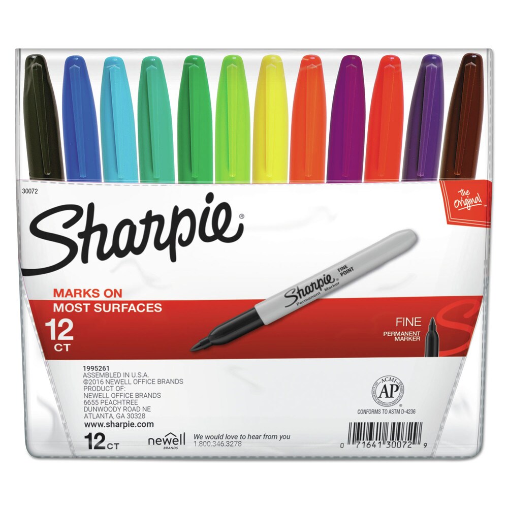 Sharpie Fine Bullet Tip Permanent Marker - Assorted Colors (12/Set)