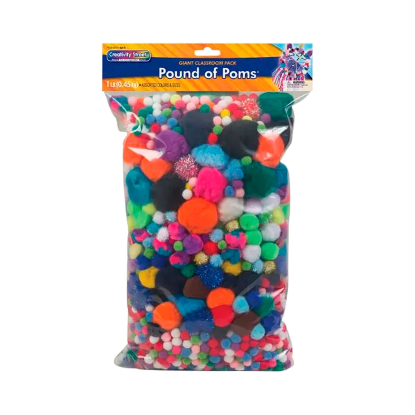 Creativity Street Non-Toxic Pom Pons Classroom Pack, Assorted Sizes and Colors, Set of 1200
