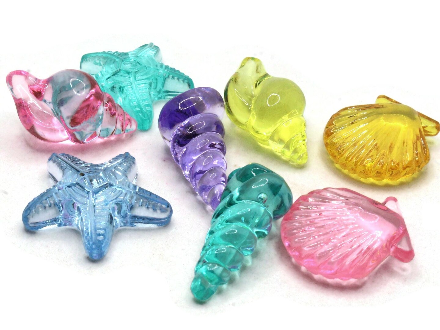 8 Mixed Color Plastic Mixed Shape Seashell Cabochons bE3