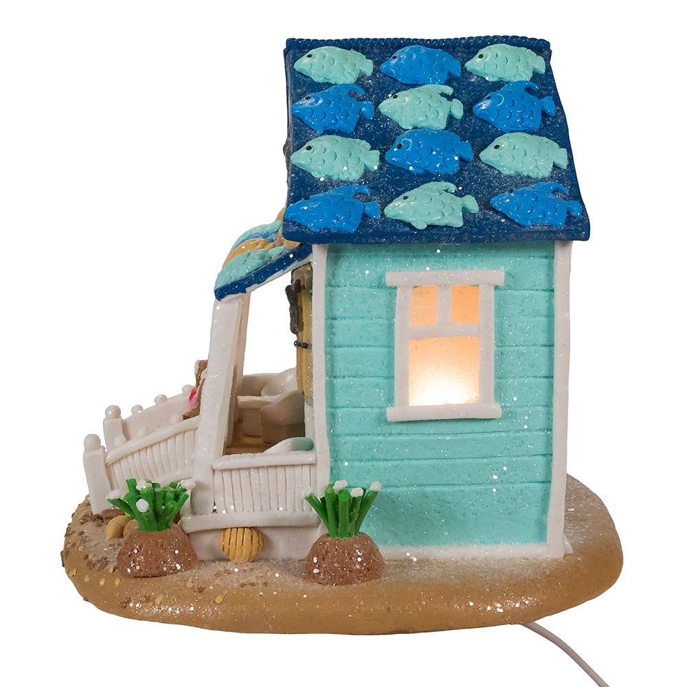 Kurt Adler 8-Inch Gingerbread Beach House with C7 Bulb