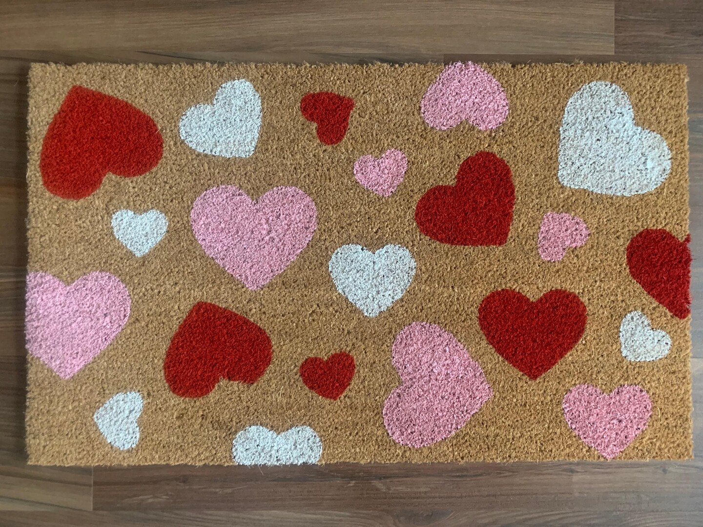 Falling Hearts Valentine's Outdoor Coir Door Mat | MakerPlace by