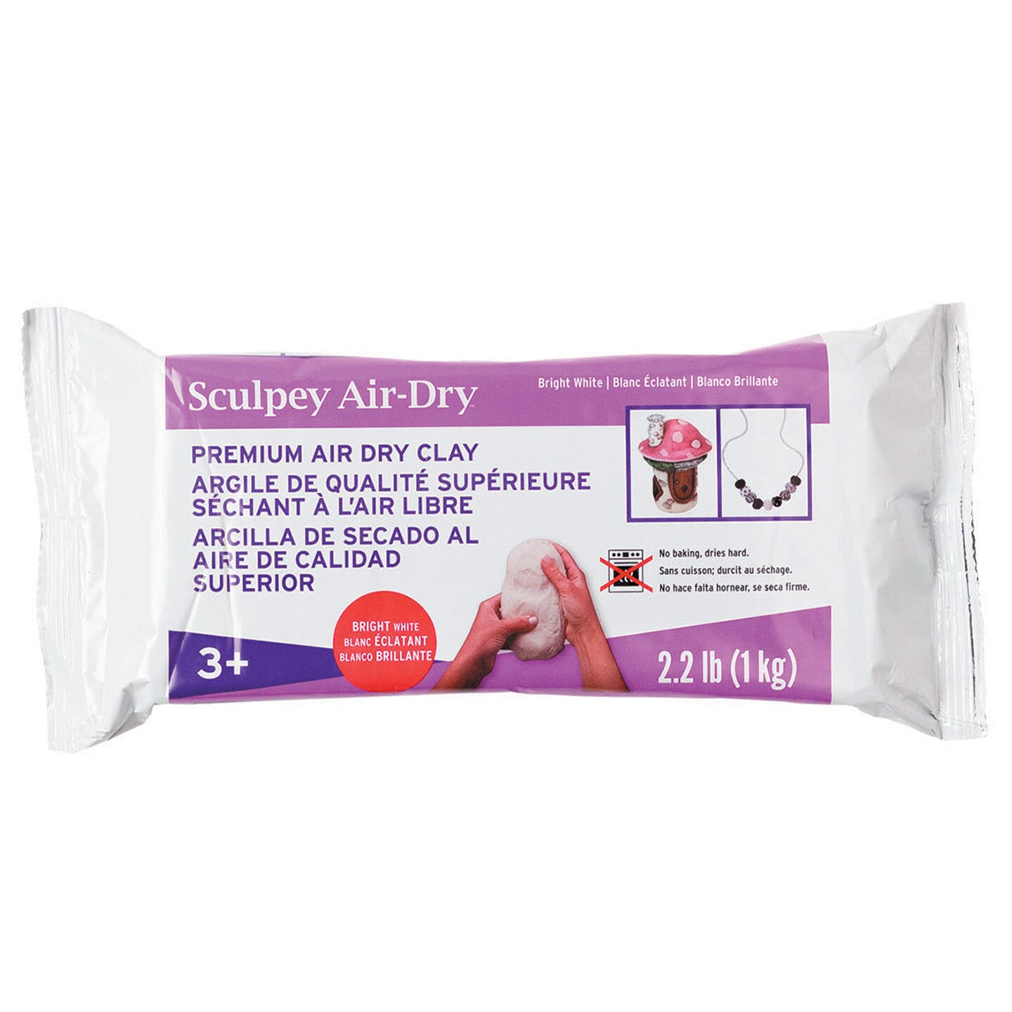 Sculpey: Air-Dry Polymer Clay: White - 2.2 lbs Pack - Non-Toxic, Dries In 24 Hours, DIY Craft Projects, Modeling-Sculpting-Handprints, Art Supplies