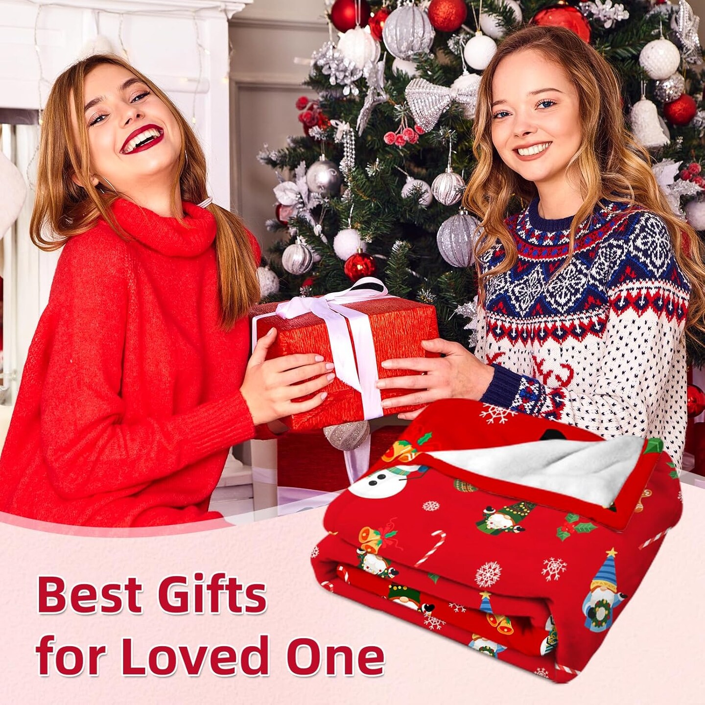 Christmas Throw Blanket, Elegant Comfort Touch Ultra Plush Christmas Holiday Flance Snowman Blanket, Gingerbread Blankets for Couch, Red Christmas Blankets for Sofa and Bed, Gnome Blanket 50"x60"