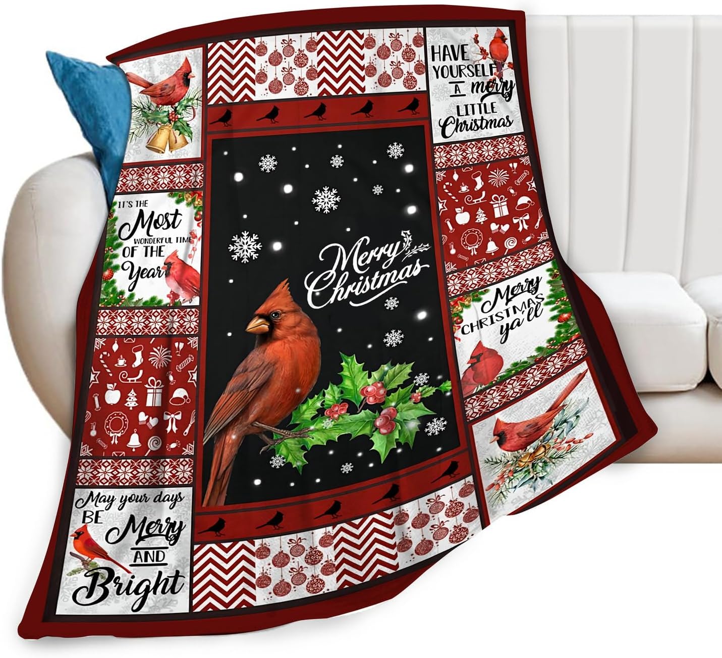 Cardinal Bird Blanket Christmas Blanket Cardinal Gifts Christmas Throw Blanket for Kids Adults Soft Warm Cozy Fleece Blanket for Couch Sofa ​Bed 40"x50"