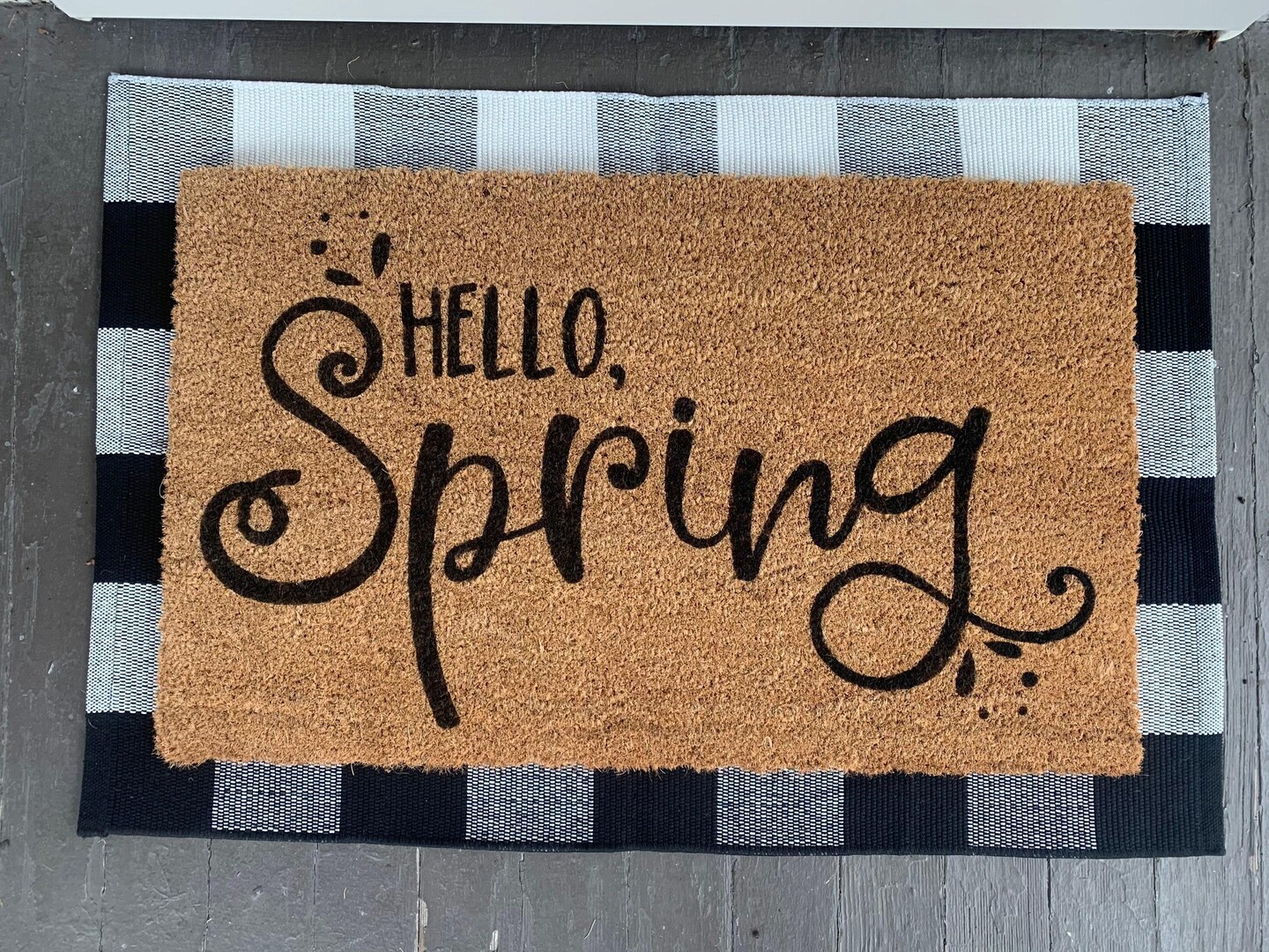 Hello, Spring Outdoor Coir Door Mat - Thumbnail 3