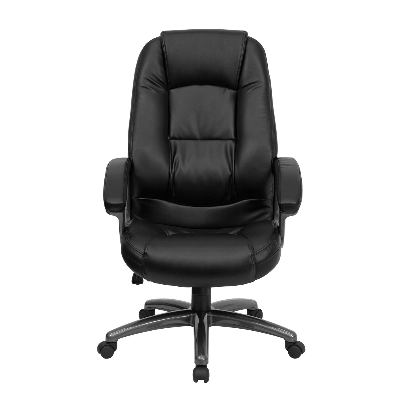 Emma and Oliver High Back Leather Executive Swivel Ergonomic Office Chair with Deep Curved Lumbar and Arms