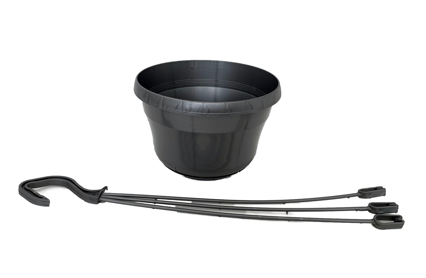 Silver Color 6&#x22; Plastic Hanging Basket with Attached Saucer