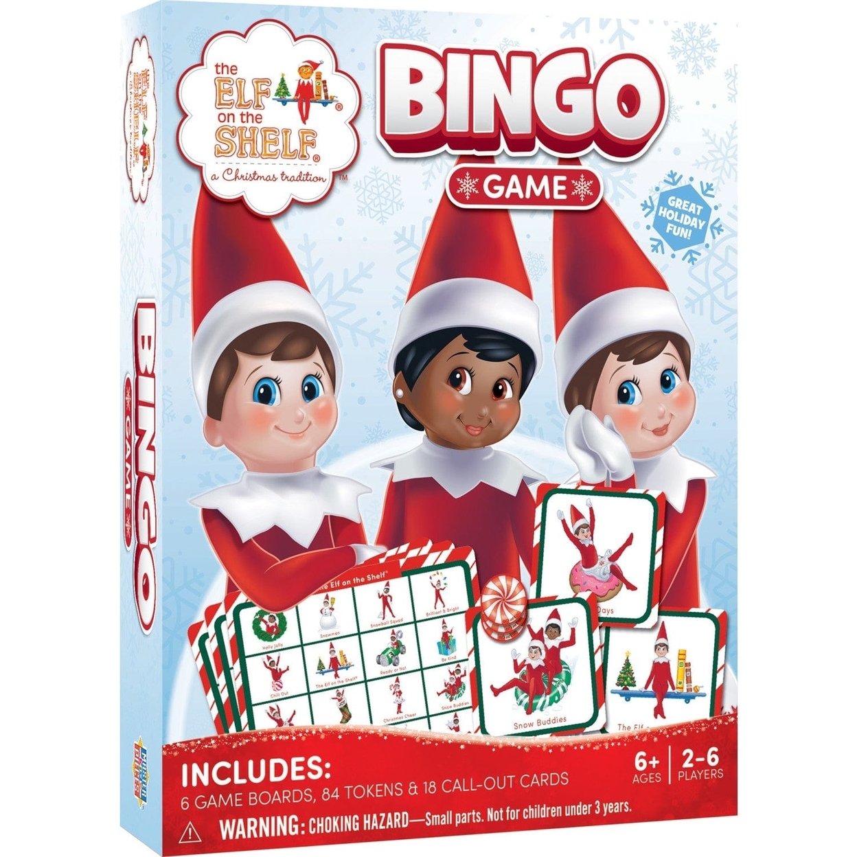 Elf On The Shelf Bingo Game Family Fun Holiday Game For 2-6 Players Ages 6+