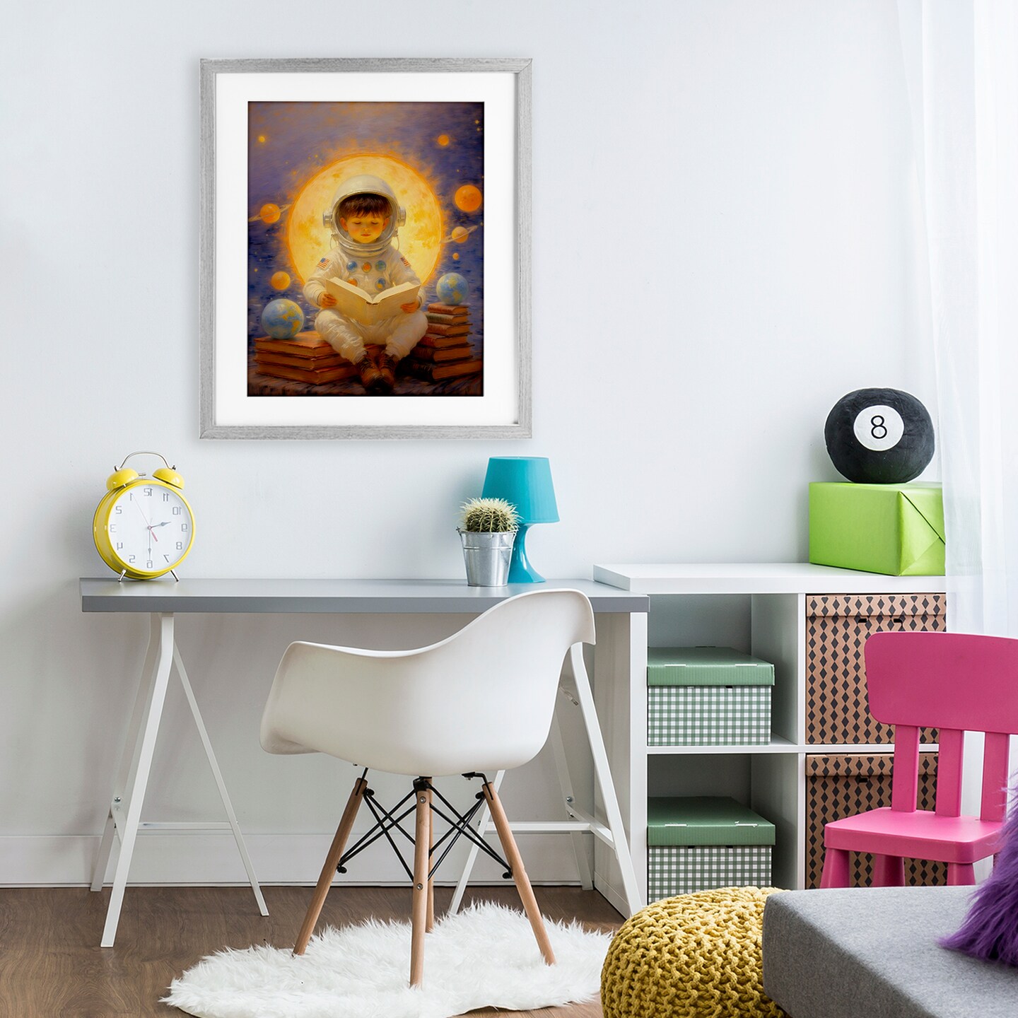 Stupell Industries Astronaut Child Learning Framed Print Under Glass, design by Angie Hawke