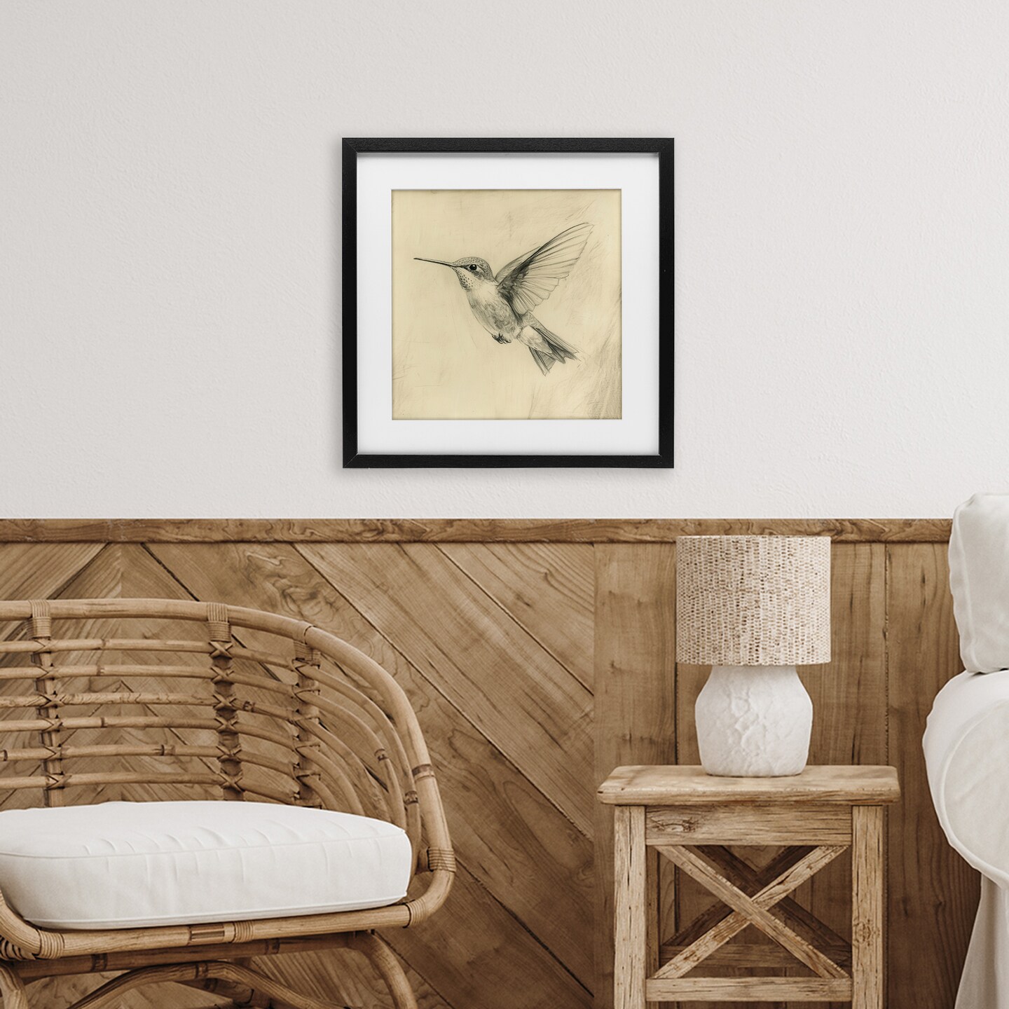 Stupell Industries Vintage Hummingbird Sketch Framed Print Under Glass, design by Petal Prints Design