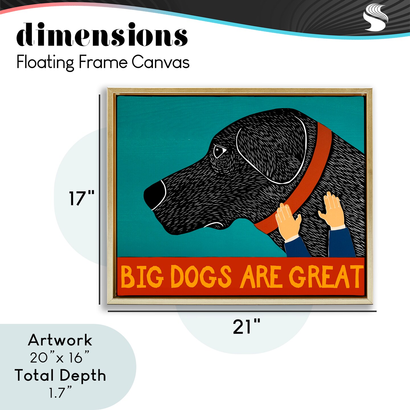 Stupell Industries Big Dogs Are Great Floating Frame, design by Stephen Huneck