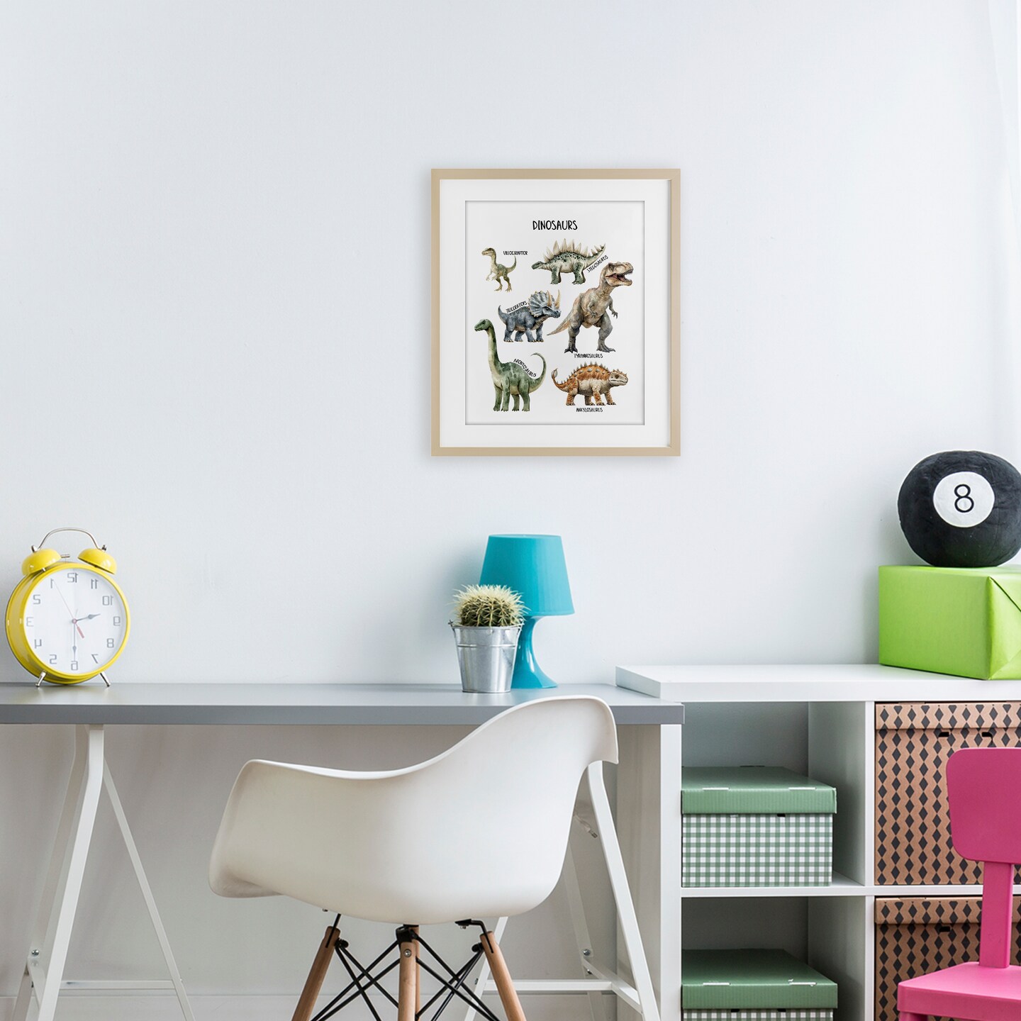 Stupell Industries Educational Meet The Dinosaurs Framed Print Under Glass, design by Christine Simpson Art