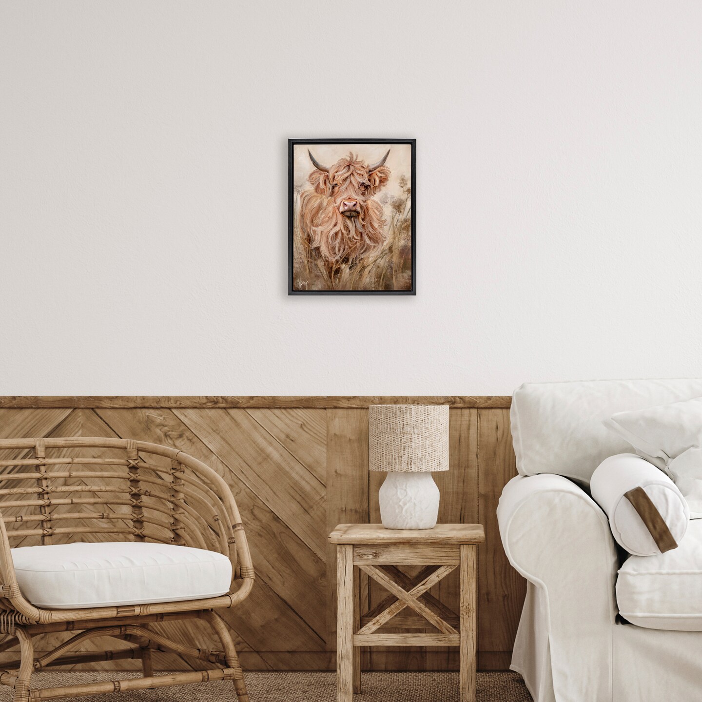 Stupell Industries Curly Haired Highland Cattle Floating Frame, design by Ashley Bradley