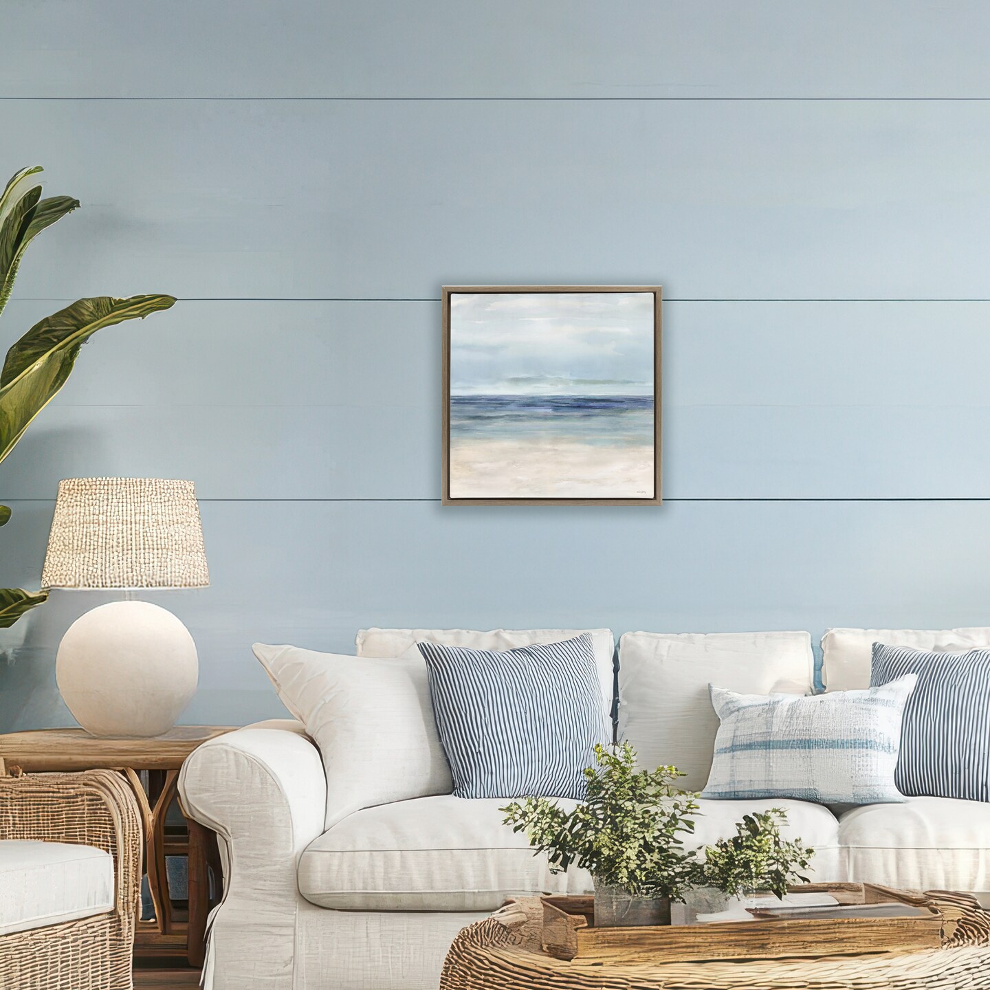 Stupell Industries Soft Aqua Coastline Floating Frame, design by Amber Sterling