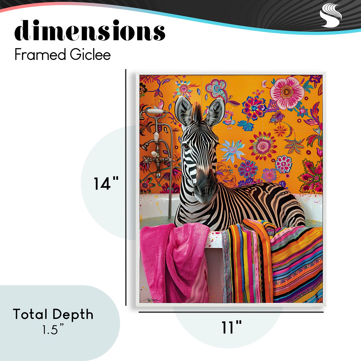 Stupell Industries Zebra Bath with Colorful Towel Framed Giclee, design by Momart