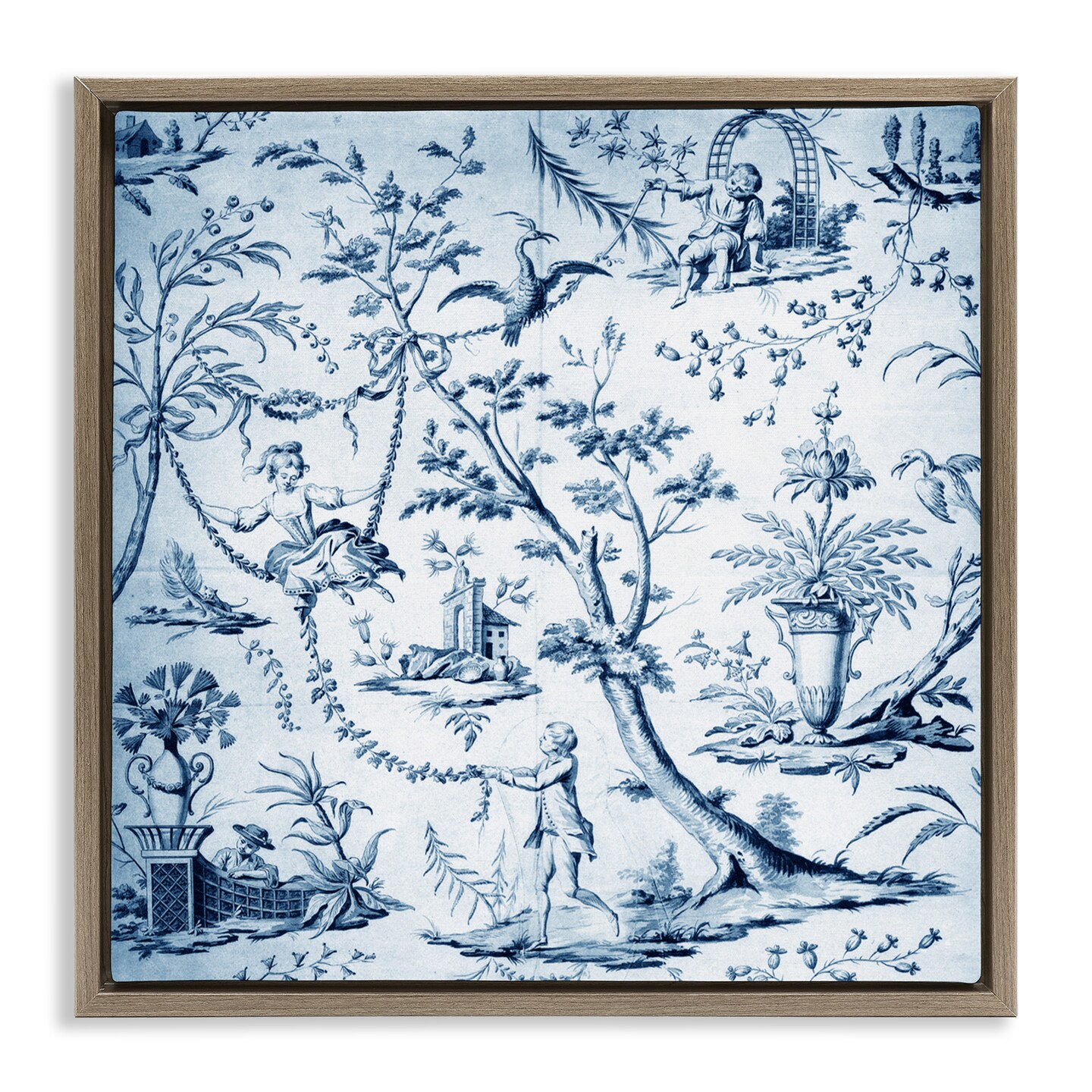 Stupell Industries Vintage Toile Scene Floating Frame, design by Vintage Hustle