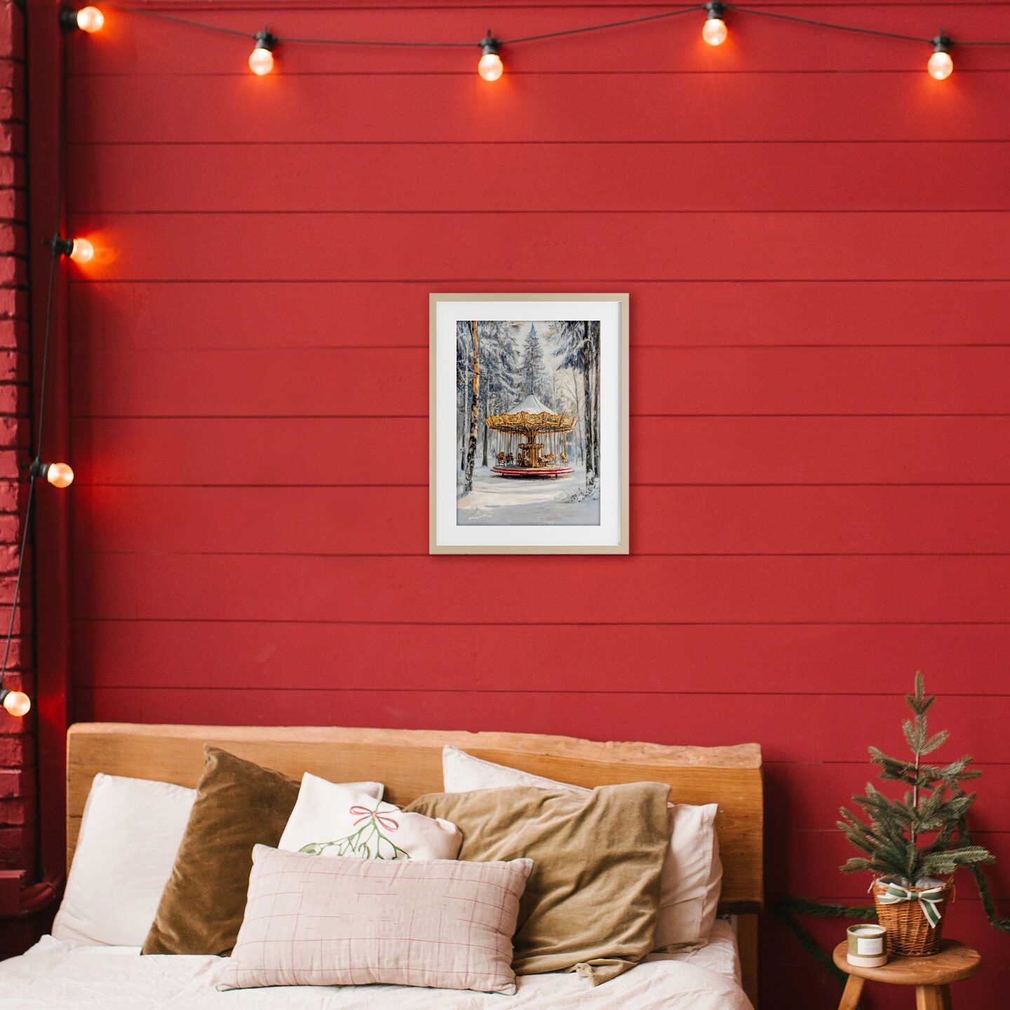 Stupell Industries Winter Wonderland Carousel Framed Print Under Glass, design by Petal Prints Design