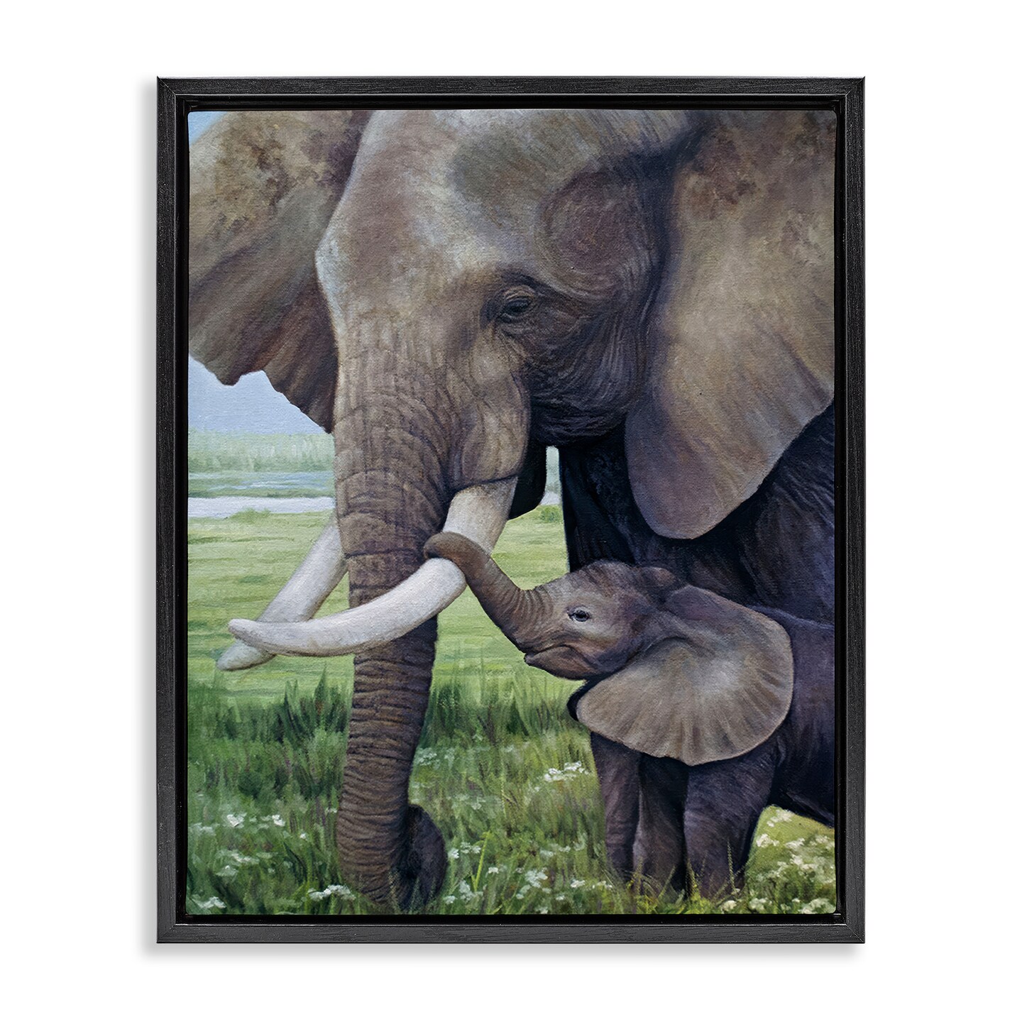 Stupell Industries Baby Elephant And Mother Floating Frame, design by James Corwin
