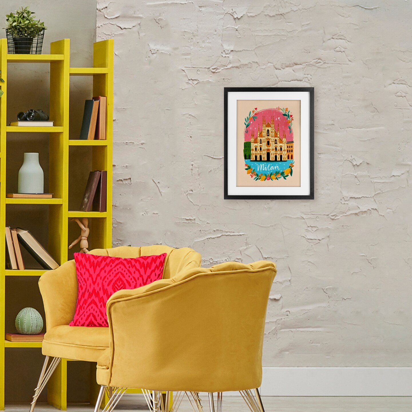 Stupell Industries Floral Bordered Milan Framed Print Under Glass, design by Yen
