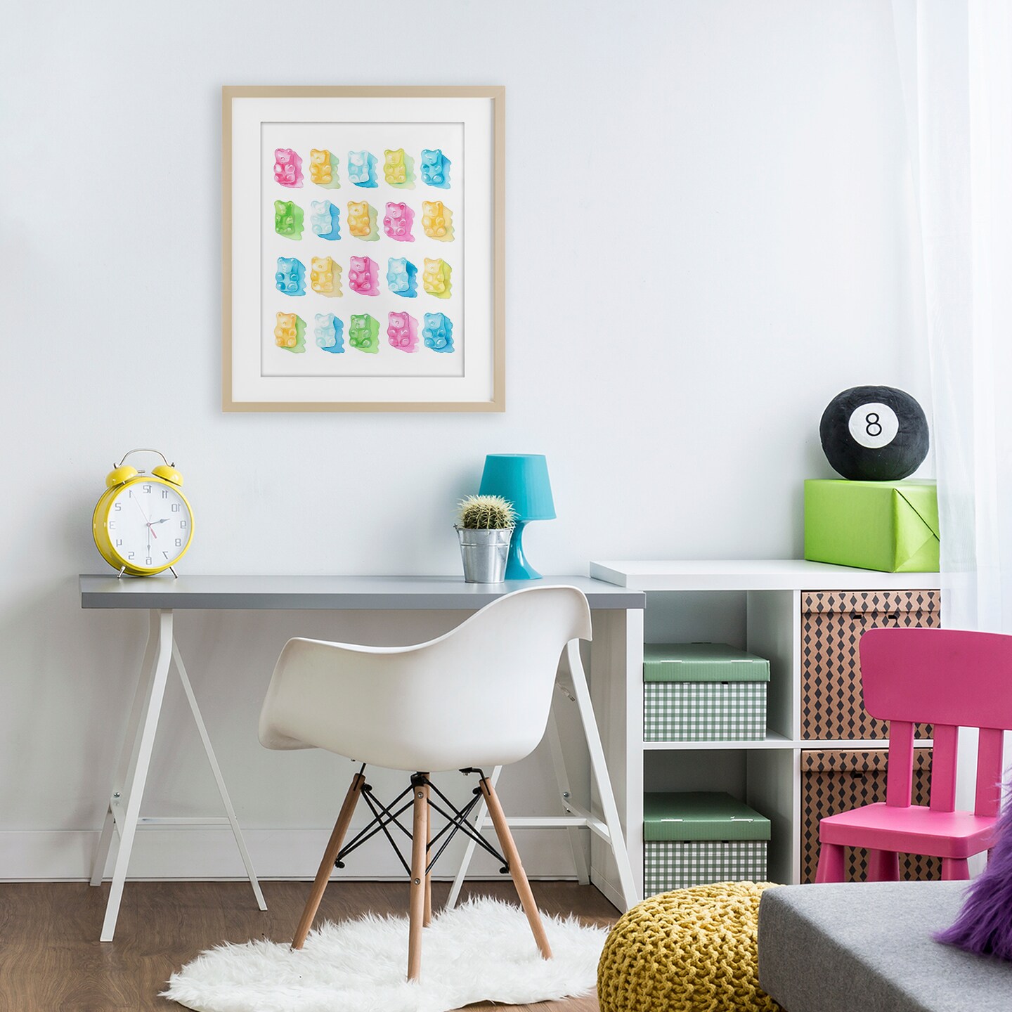 Stupell Industries Pastel Candy Bears Collection Framed Print Under Glass, design by Lil' Rue