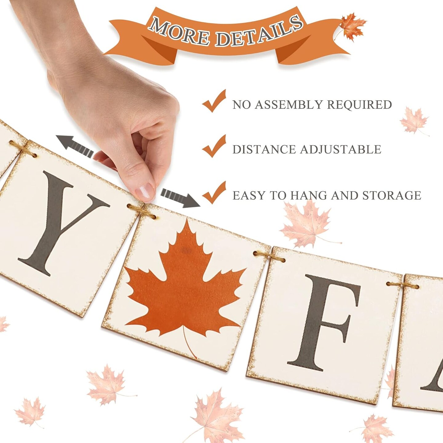 Thanksgiving Harvest Banner for Home Mantle Fireplace Party Window, Happy Fall Sign