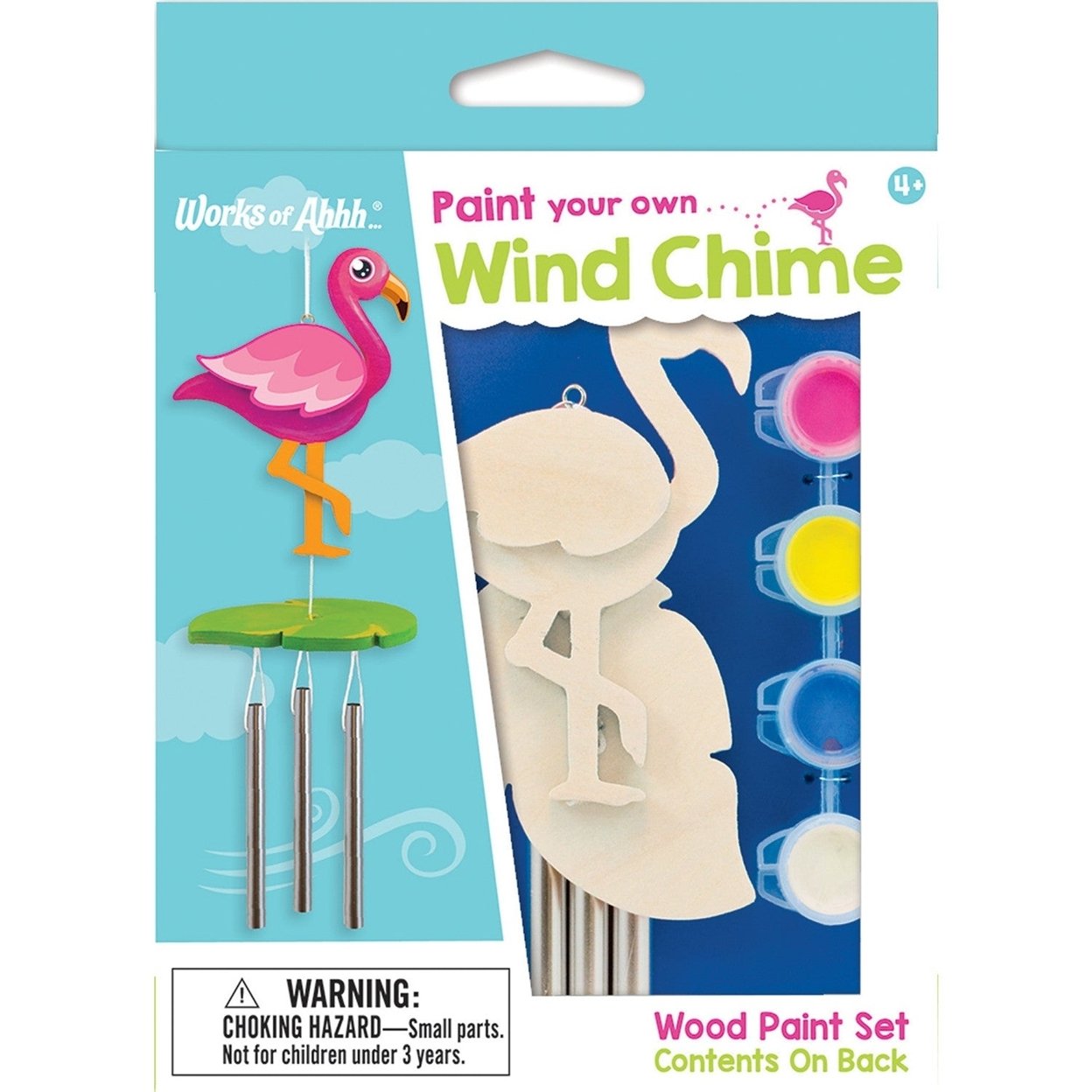 Flamingo Wind Chime Paint Kit Real Wood Craft Set Non-Toxic Acrylic Paints