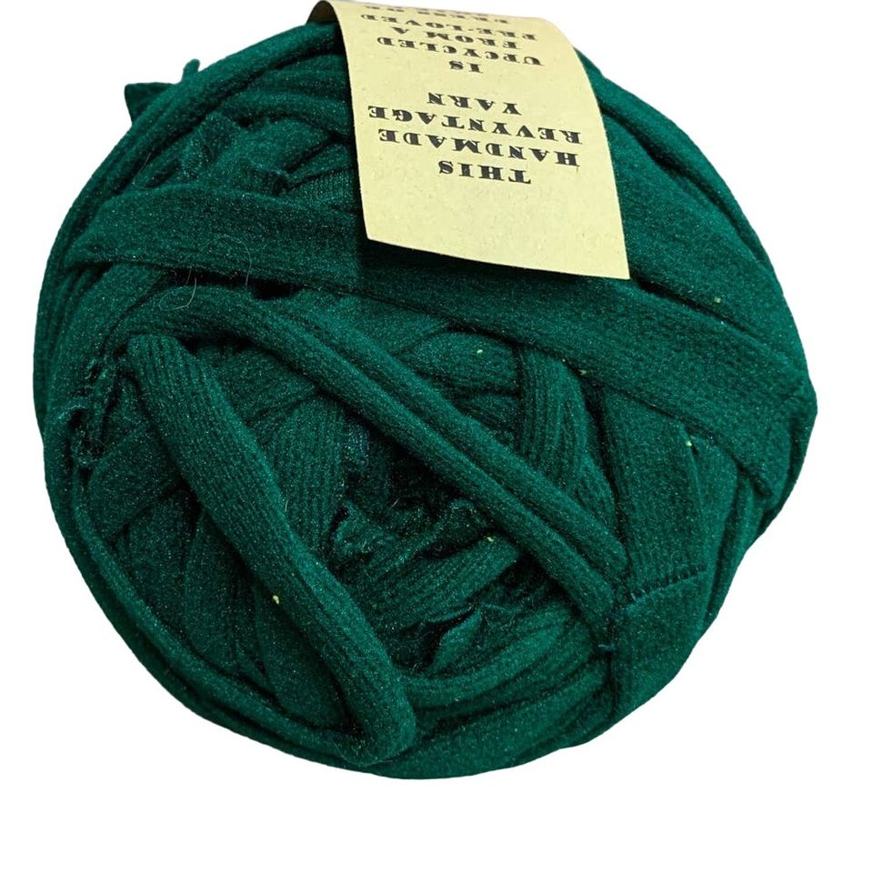Handmade Craft Knitting Crochet Upcycled Polyester Dark Green