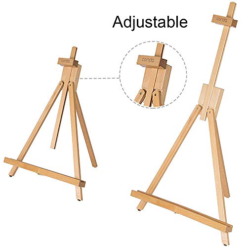 31-1/2 inch A-Frame Easel, Adjustable Beechwood Tripod Display Stand, Holds Up to 27&#x22; Canvas, Portable Table Desktop Painting Picture Holder