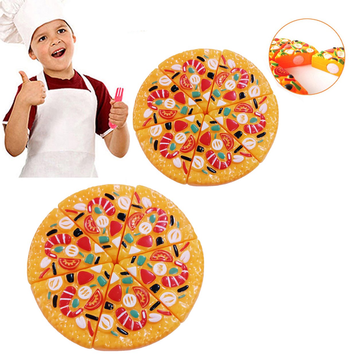 Pretend Play Toy Pizza Shape Smooth Surface Exercise Social Skills Food Cutting Toys Basic Skills Development For