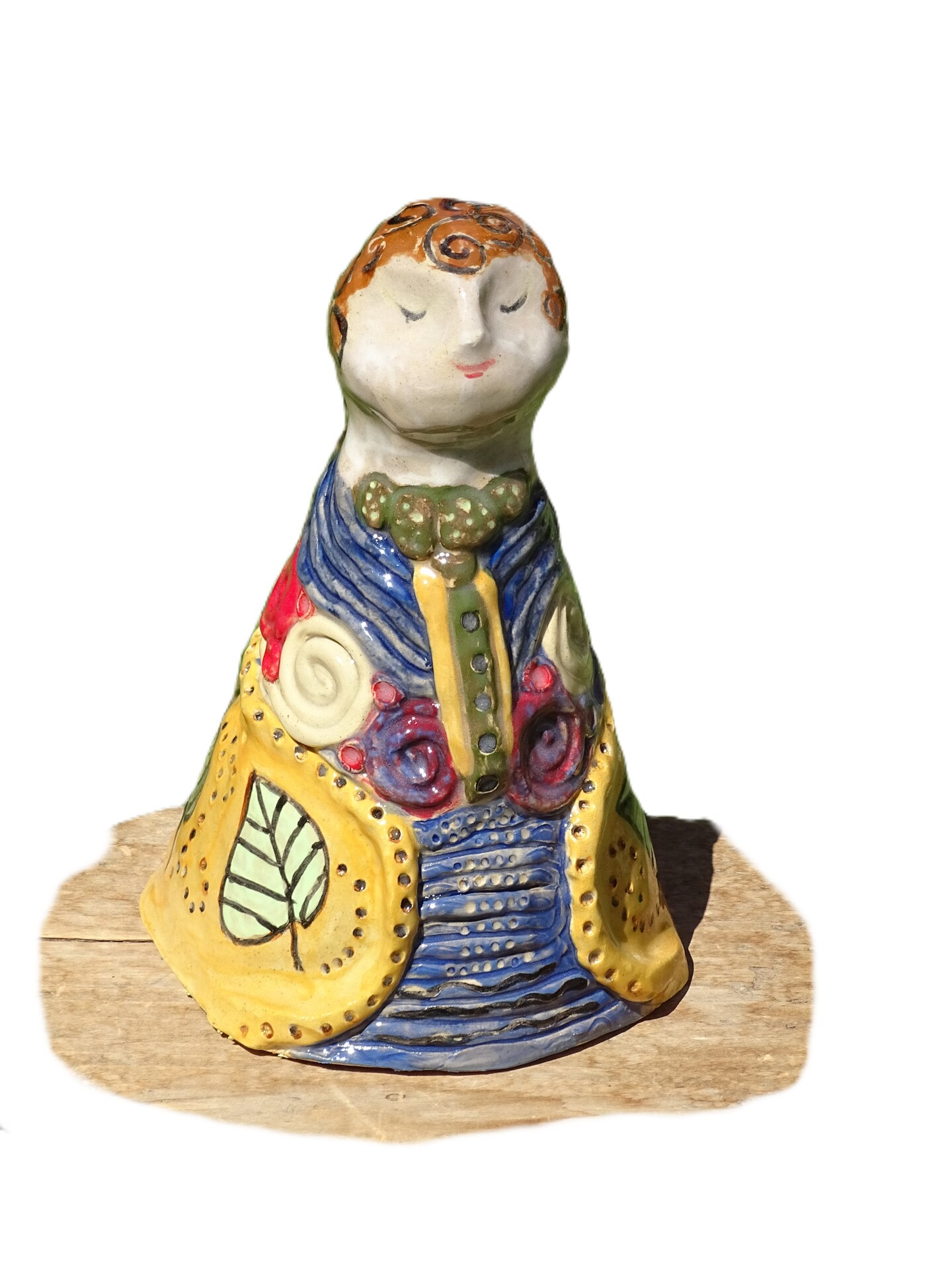 Folk Art Doll, Clay Pottery Figurine, Handcrafted Glazed and Fired, 8" Tall Statue product 2