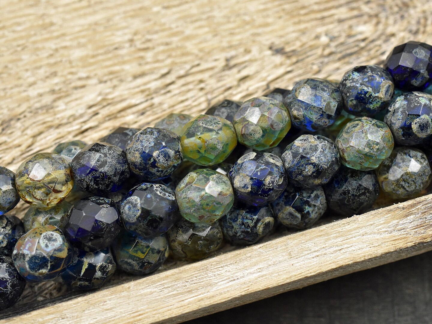 *10* 10mm Mixed Ocean Picasso Fire Polished Round Beads