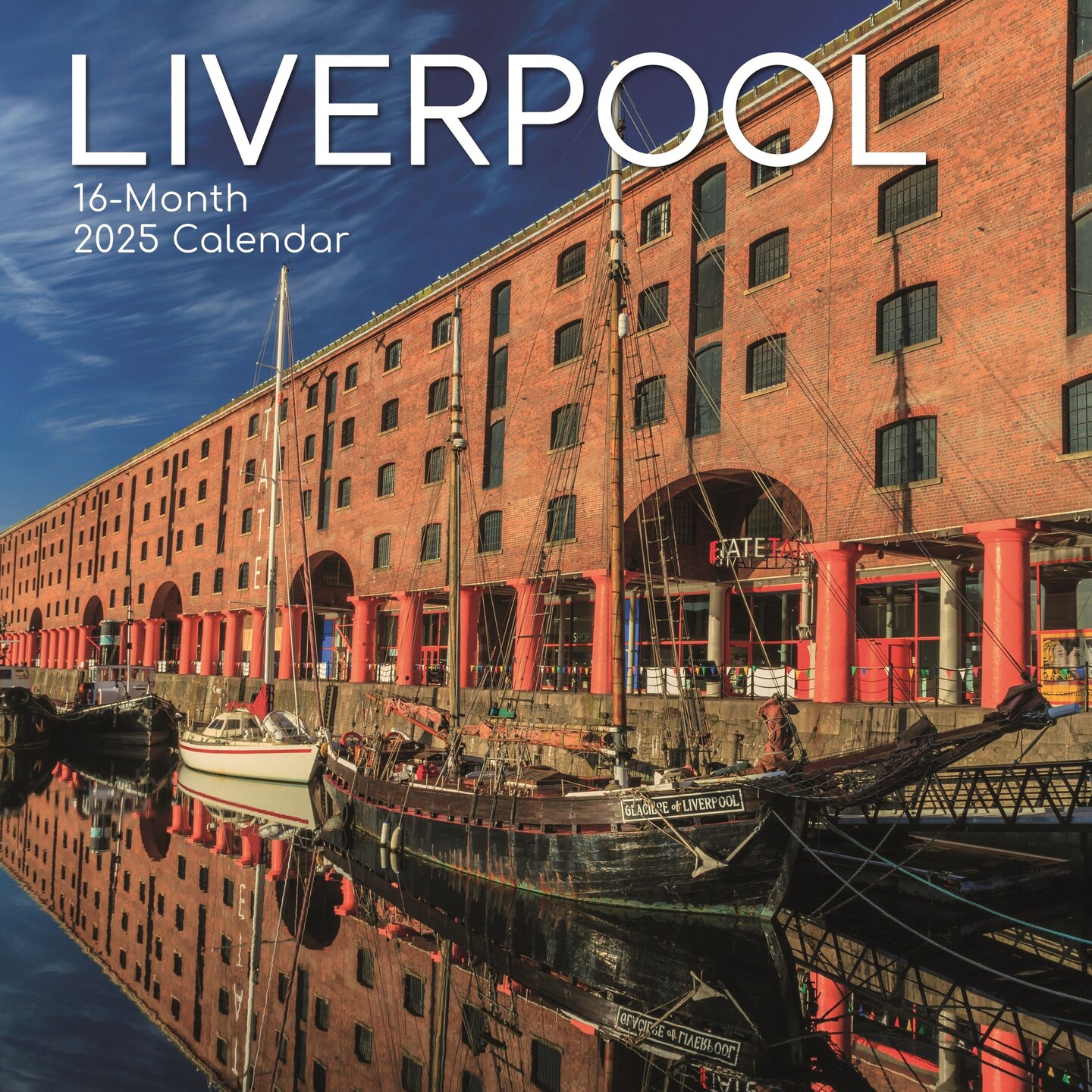 The Gifted Stationary 2025 Square Wall Calendar, Liverpool, 16-Month Scenic Britain Theme Hanging Calendar with 180 Reminder Stickers, Month Planner for Home, or Creative Spaces, 12x12 In
