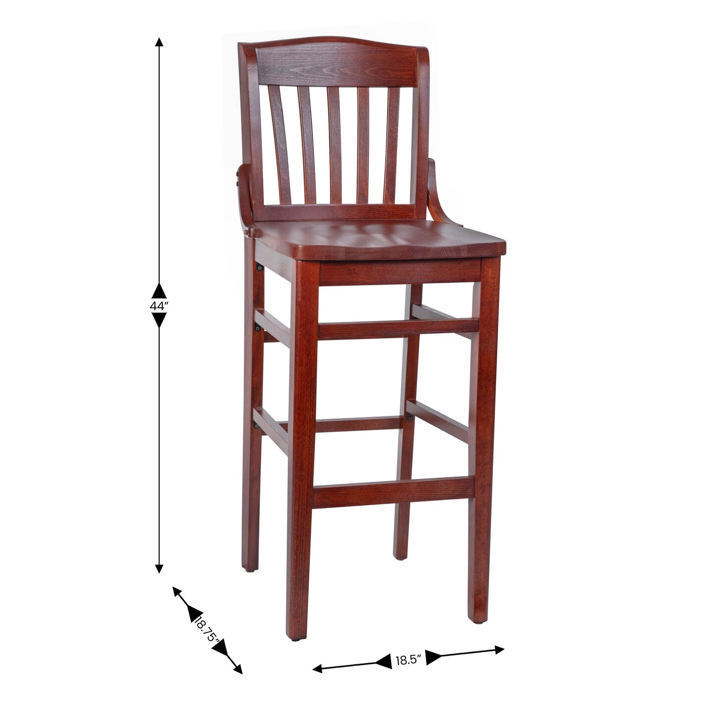 Emma and Oliver School House Back Wooden Restaurant Dining Barstool